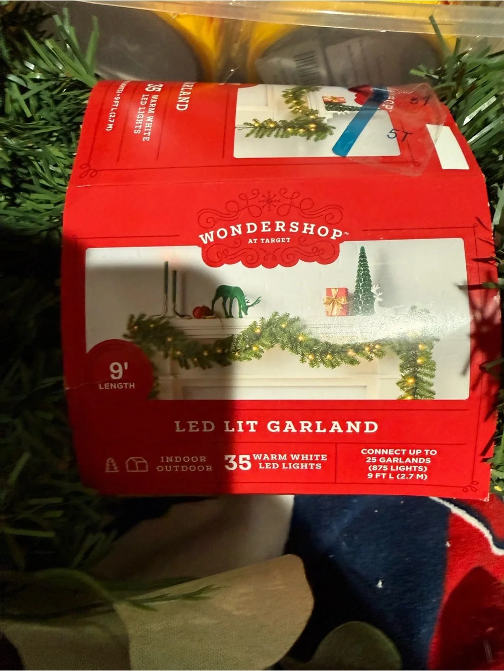 Wondershop Green Garland with Warm White LEDs